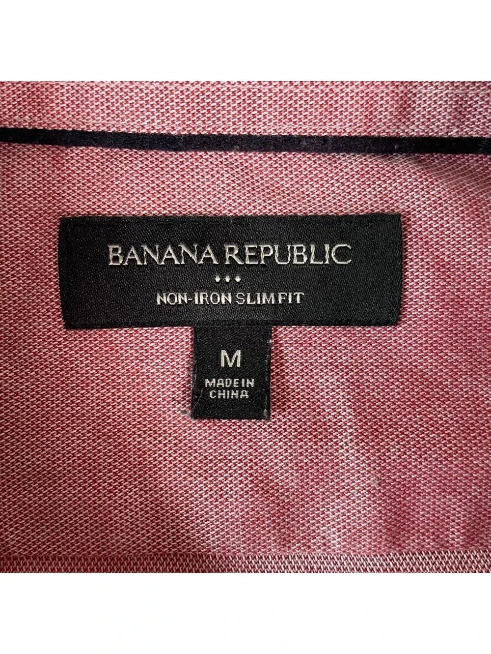 Banana Republic Non-Iron Dress Shirt Mens M Pink Slim Fit Cotton Business Casual